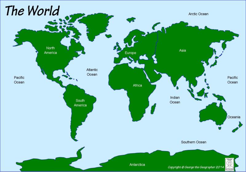 Continents And Oceans Blank Map