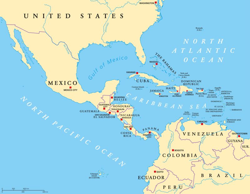 Map Of Central America And Capitals