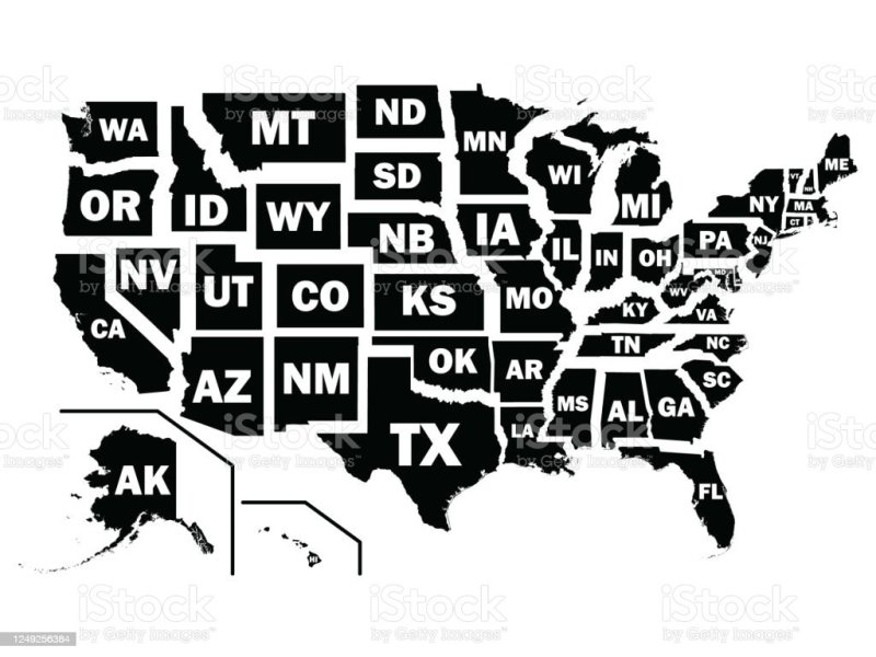 Map Of The Us Black And White