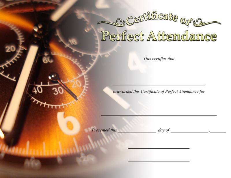 Certificate Of Perfect Attendance