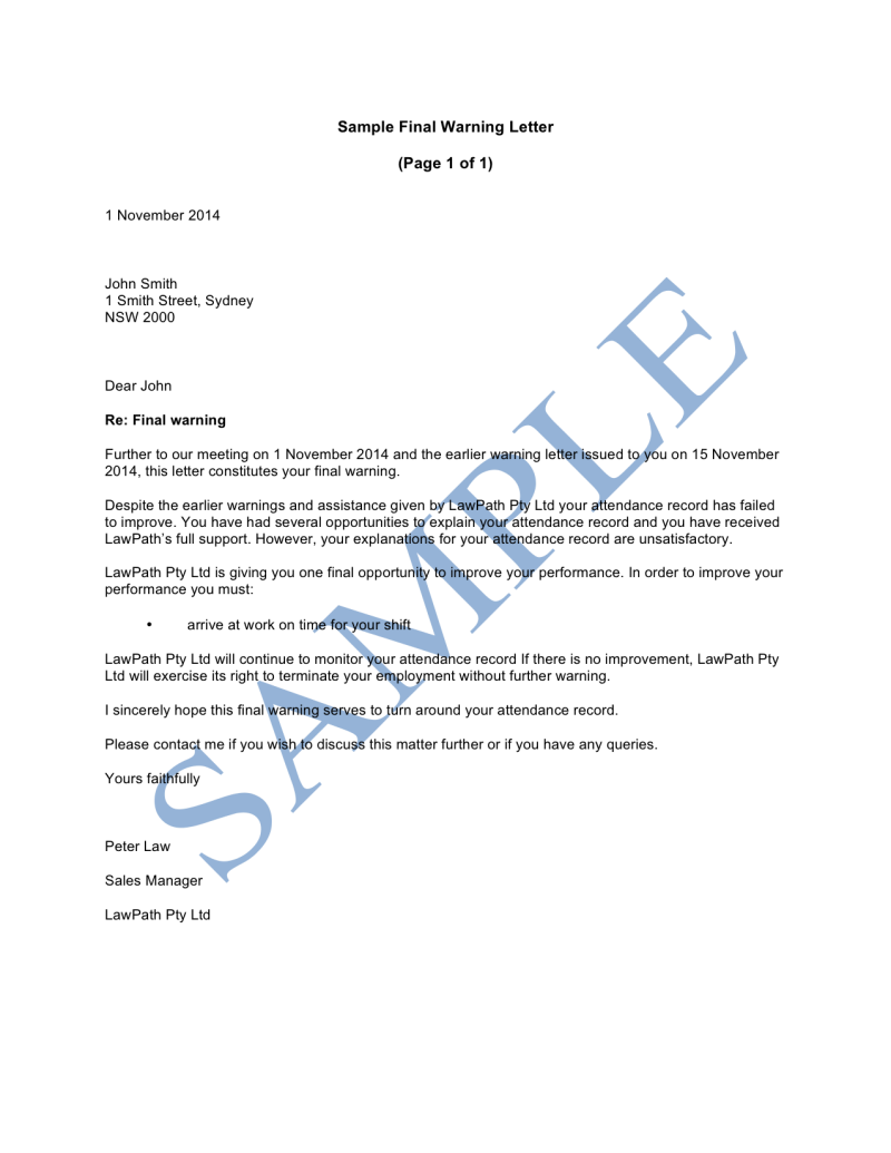 Employee Termination Letter Poor Performance