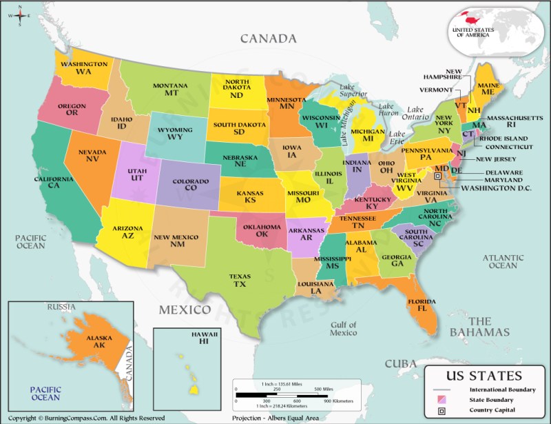 Map Of The United States With States Labeled