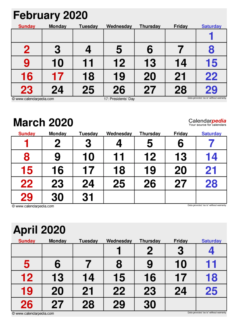 March Monthly Calendar 2020