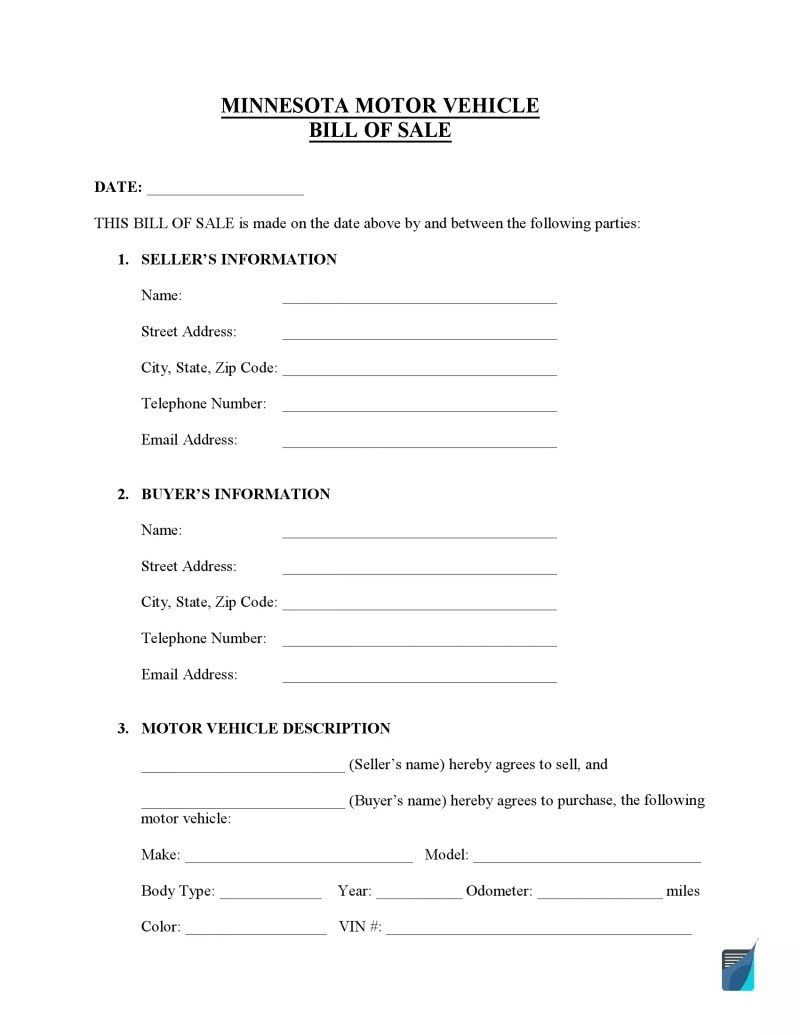 Printable Bill Of Sale For Trailer