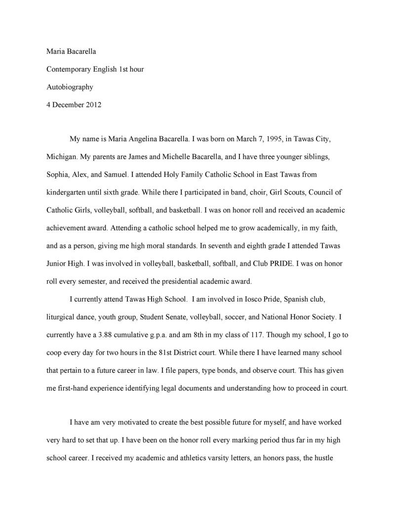 Student Biography Template