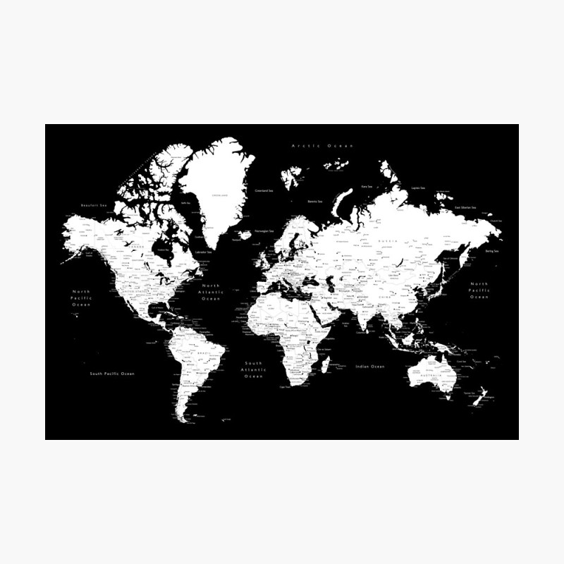 World Map Black & White