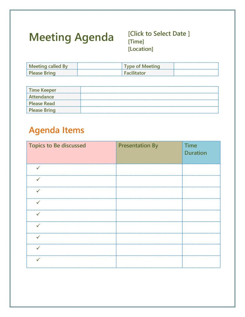 Agenda Templates For Word