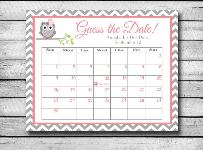 Baby Due Date Pool Template