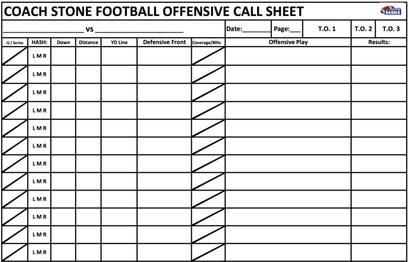 Football Play Calling Sheets