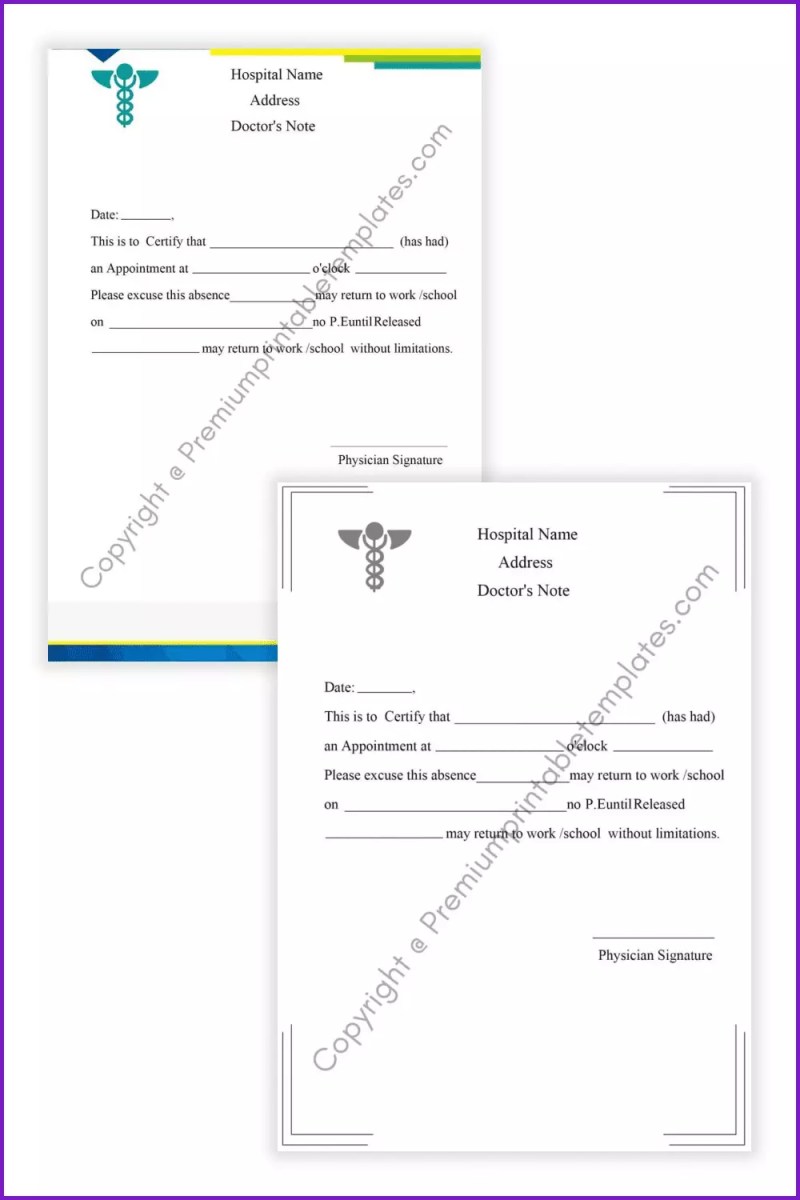 Free Printable Doctors Notes For School