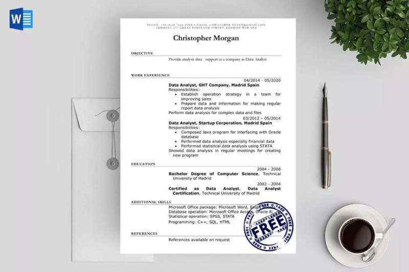Free Resume Template Download For Microsoft Word
