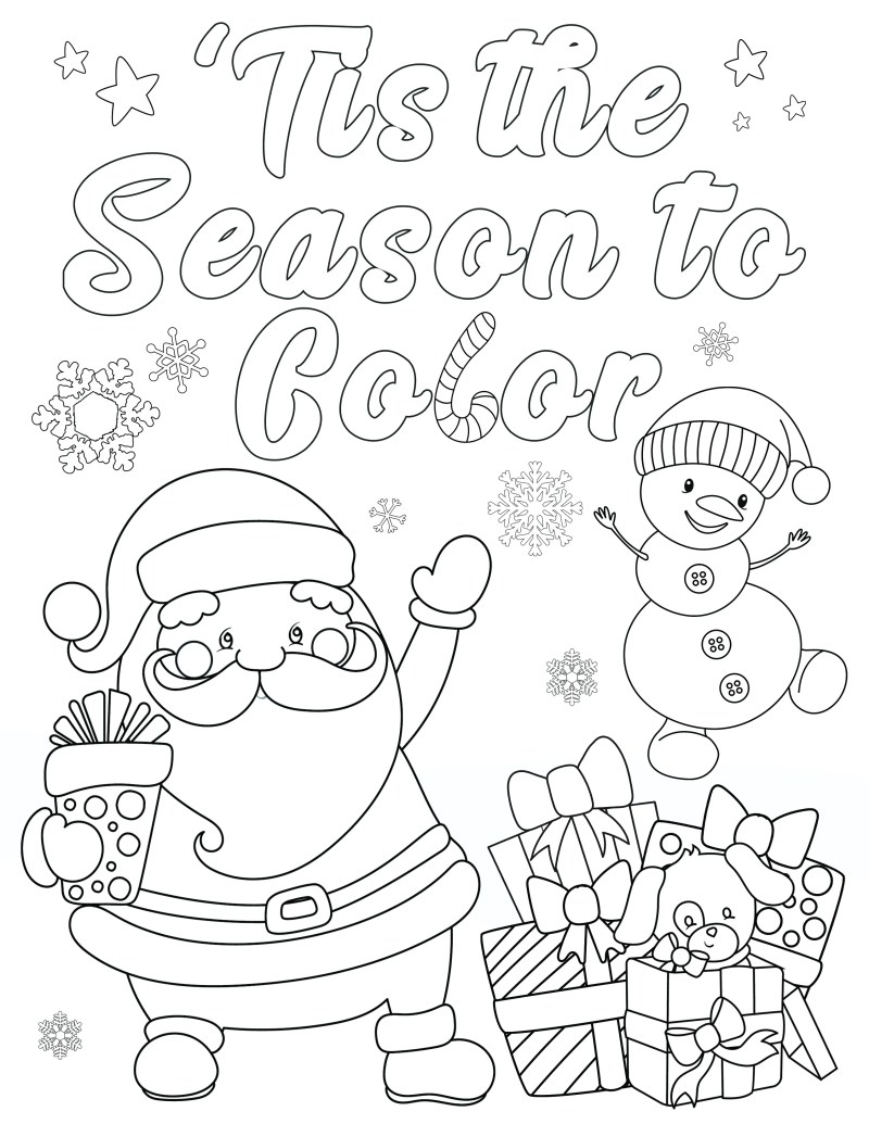 Happy Holidays Printable Coloring Cards