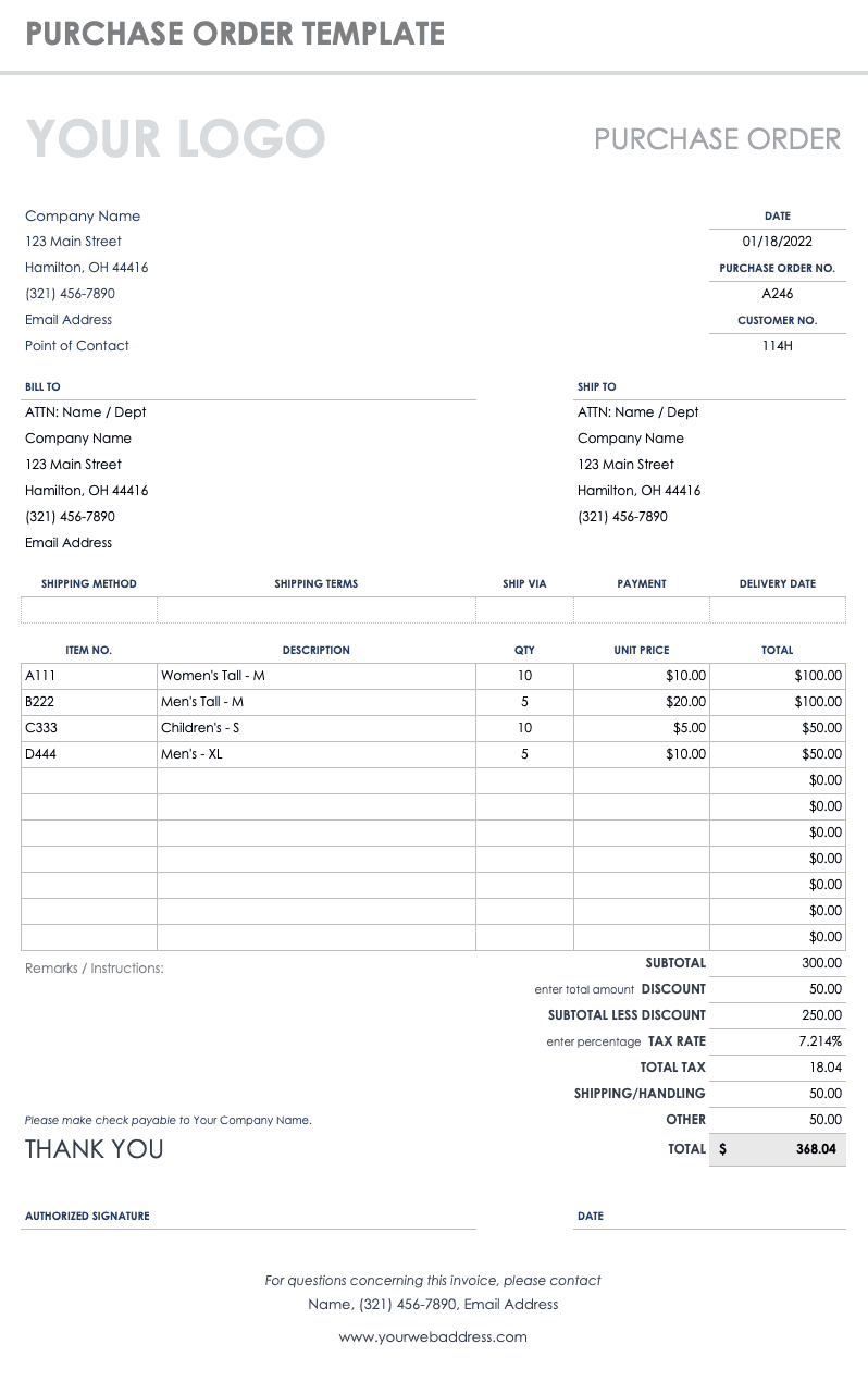 Purchase Order Request Form Template Excel
